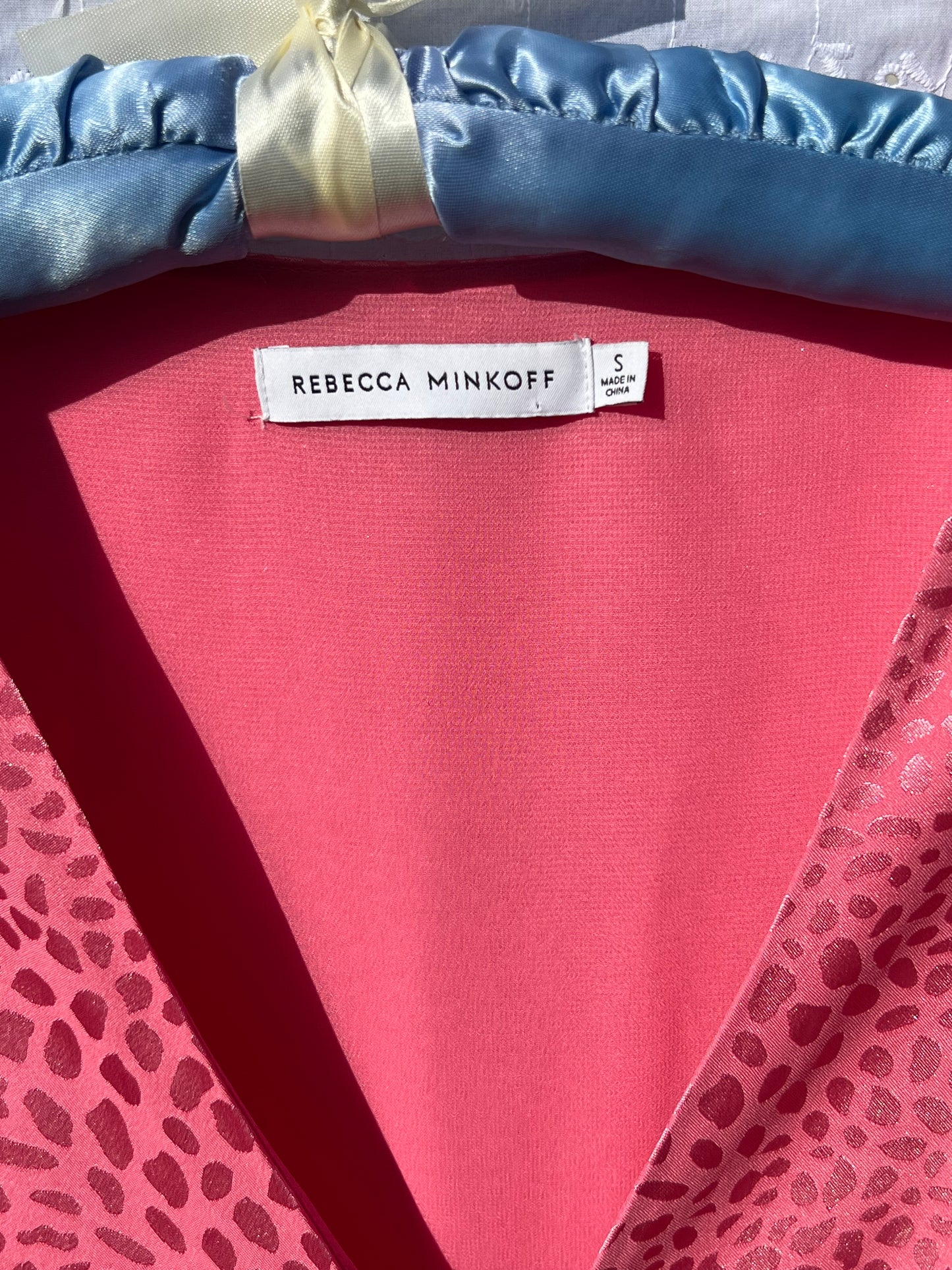 Rebecca Minkoff Pink Puff Sleeve Wrap Tie Top