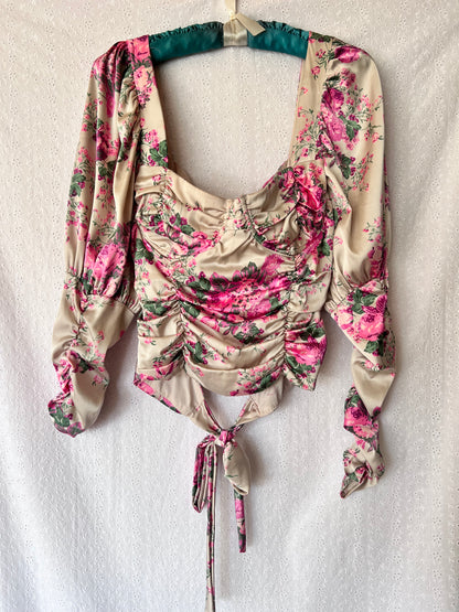 For Love and Lemons Satin Floral Top