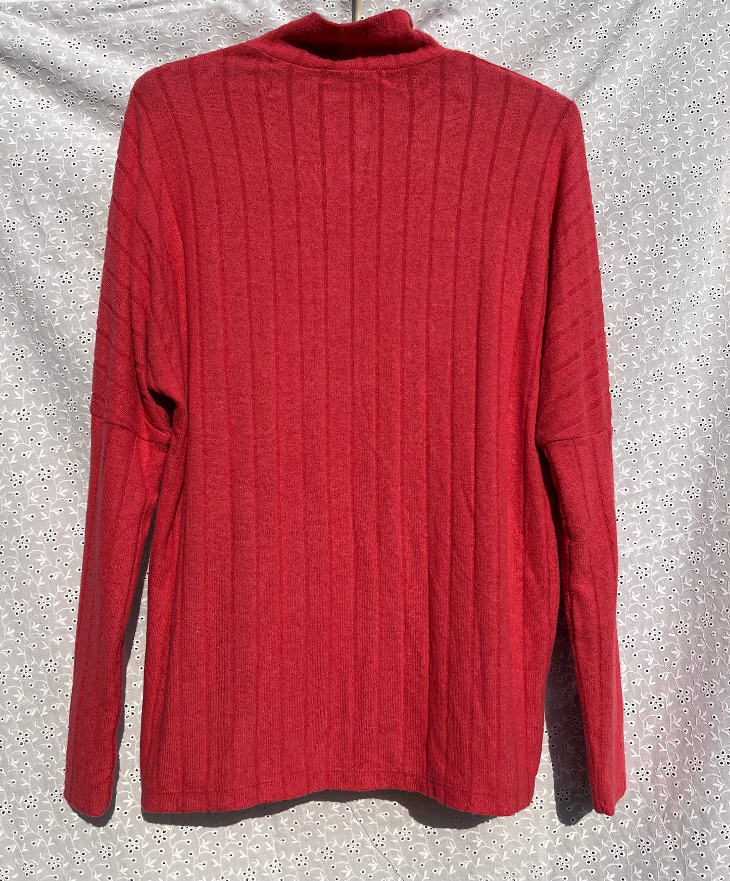 Anthropologie Pink Mock Neck Ribbed Tunic Sweater Top