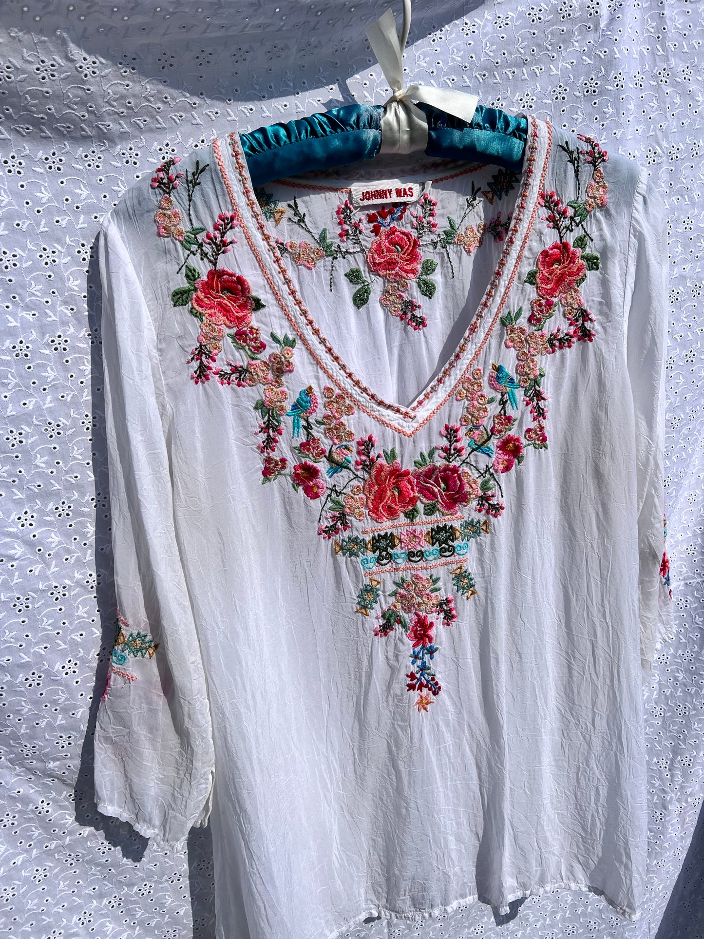 Johnny Was Floral Embroidered Top