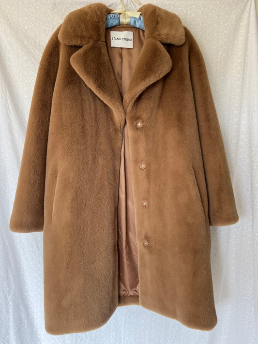 Stand Studio Tan Faux Fur Coat