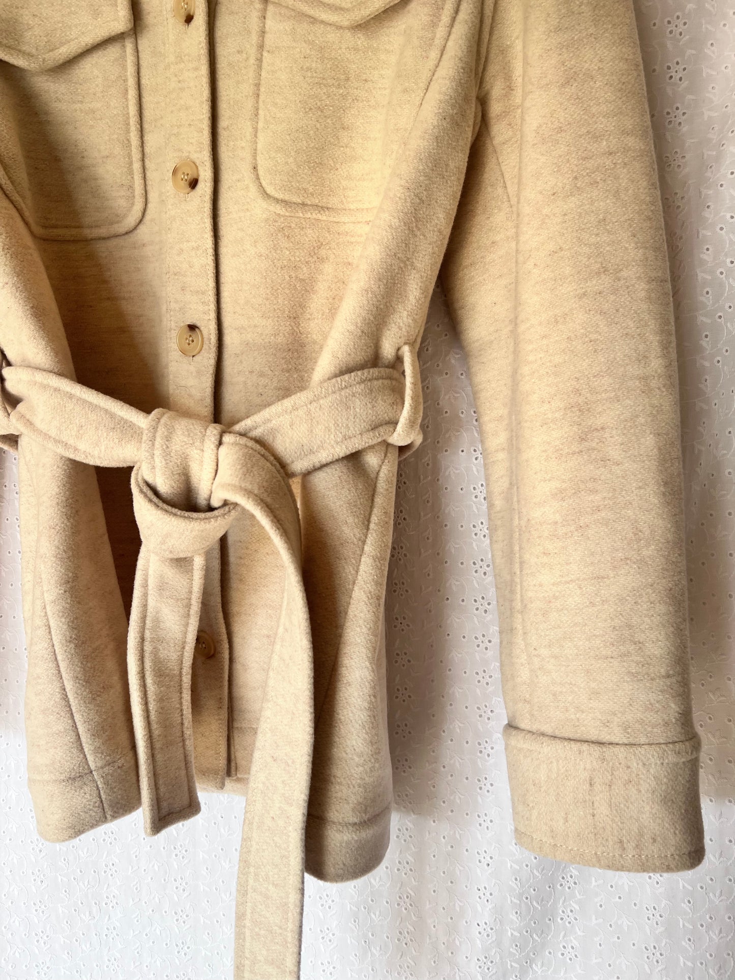 & Other Stories Cream Wool Blend Shacket