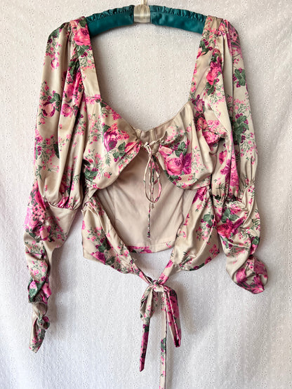 For Love and Lemons Satin Floral Top