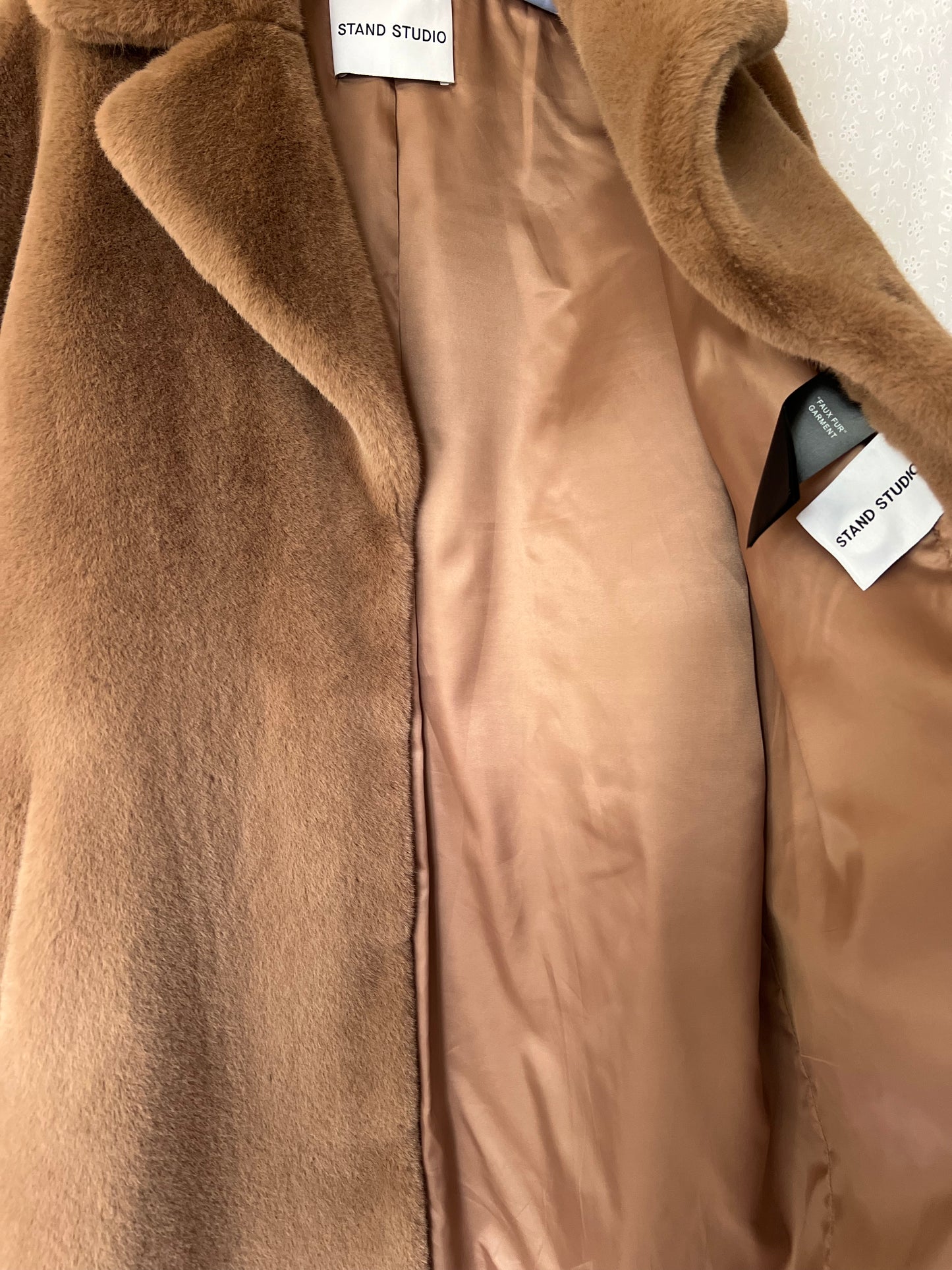 Stand Studio Tan Faux Fur Coat