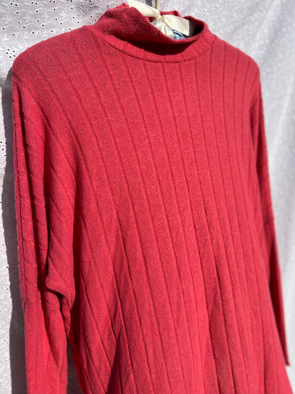 Anthropologie Pink Mock Neck Ribbed Tunic Sweater Top