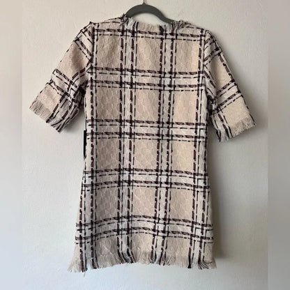 Revolve x House Of Harlow 1960 Tweed Plaid Fringe Dress